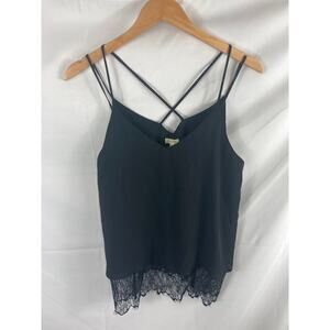 Lily White Cross Back Lace Bottom Tank S